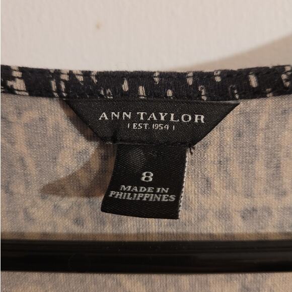 Ann Taylor Black Tan Snakeskin Print Midi Tunic Dress 8 Front Zip Rayon Indie - Picture 6 of 9